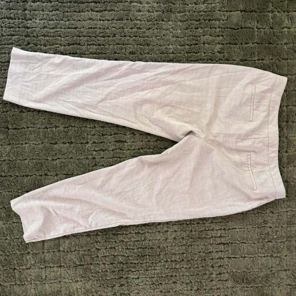 Zara beige linen look cropped trousers